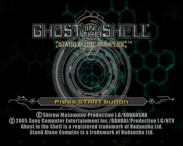 Ghost in the Shell: Stand Alone Complex title screen for Playstation 2