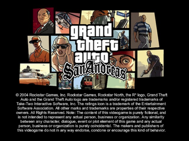Grand Theft Auto: San Andreas title screen for Playstation 2