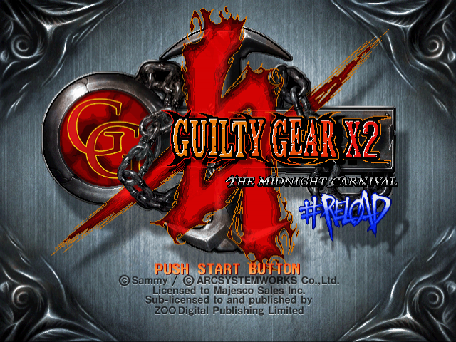 Guilty Gear XX #Reload [Robo-Ky Metallic Edition] title screen for Playstation 2