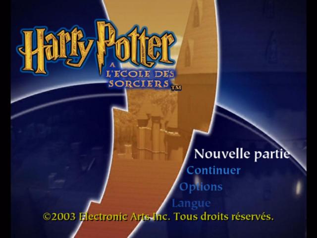 Harry Potter and the Philosopher's Stone title screen for Playstation 2