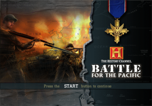 History Channel Battle for the Pacific title screen for Playstation 2