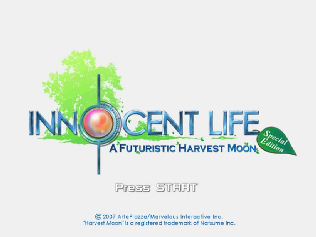 Innocent Life A Futuristic Harvest Moon Special Edition title screen for Playstation 2