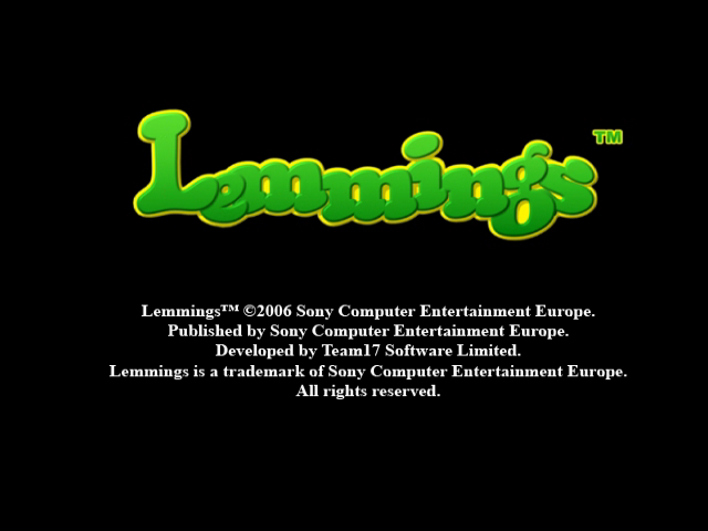 Lemmings title screen for Playstation 2