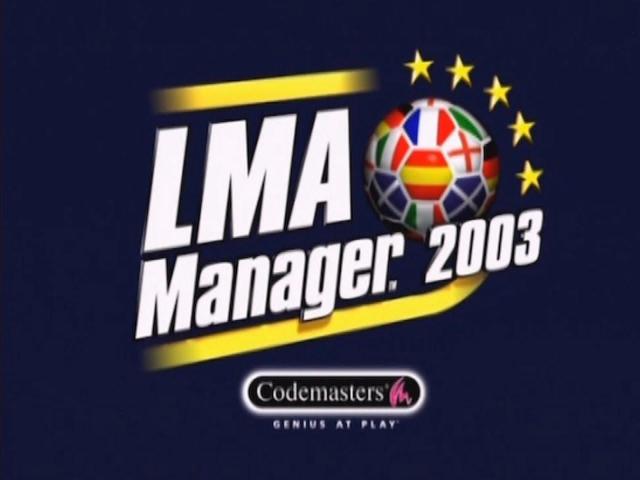 LMA Manager 2003 title screen for Playstation 2