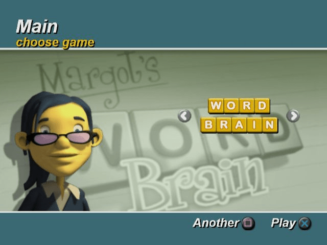 Margot's Word Brain title screen for Playstation 2