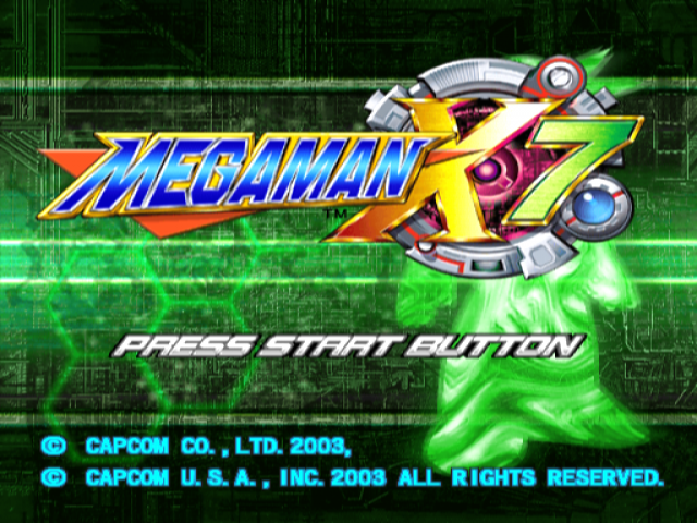 Mega Man X7 title screen for Playstation 2