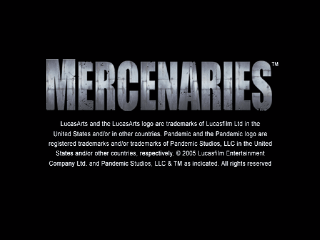 Mercenaries title screen for Playstation 2