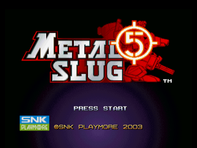 Metal Slug 5 title screen for Playstation 2