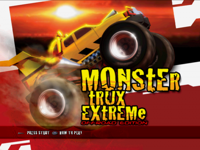 Monster Trux Extreme: Offroad Edition title screen for Playstation 2