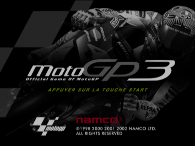 MotoGP 3 title screen for Playstation 2