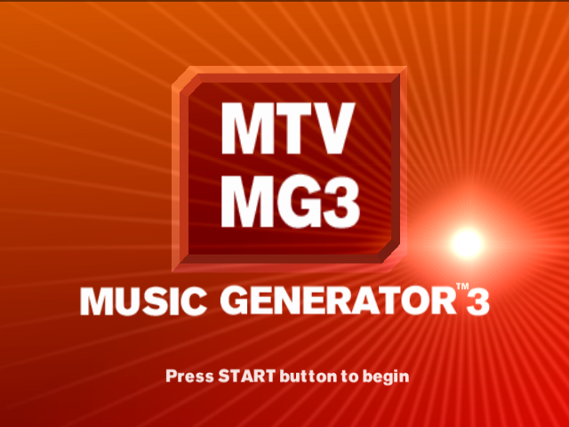 MTV Music Generator 3 title screen for Playstation 2