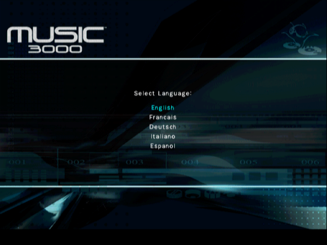 Music 3000 title screen for Playstation 2
