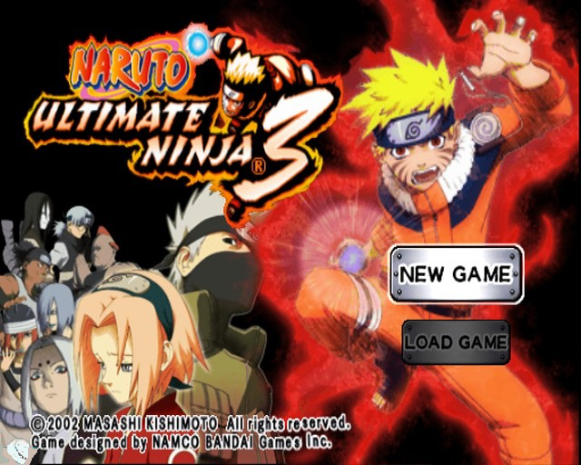 Naruto: Narutimate Hero 3 title screen for Playstation 2
