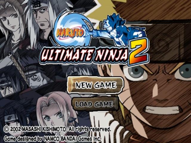 Naruto Ultimate Ninja 2 title screen for Playstation 2