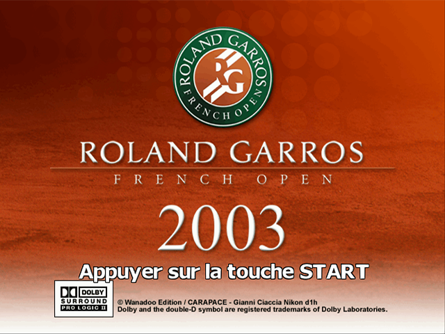 Next Generation Tennis 2003 title screen for Playstation 2