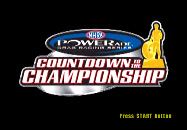 NHRA Drag Racing: Countdown to the Championship title screen for Playstation 2