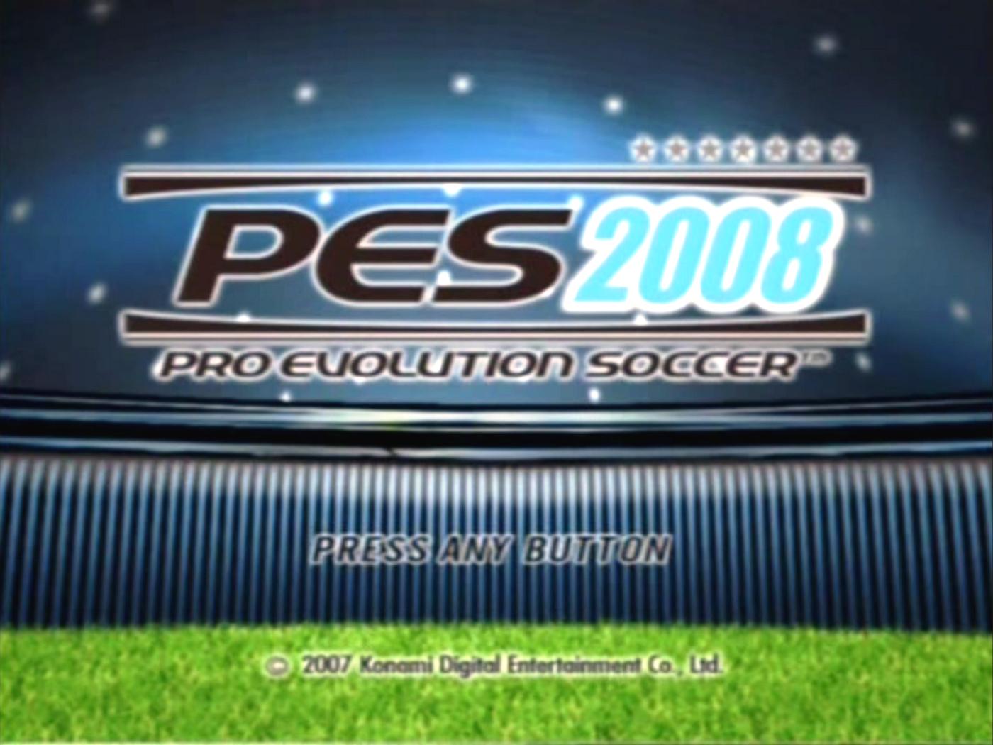 Pro Evolution Soccer 2008 title screen for Playstation 2