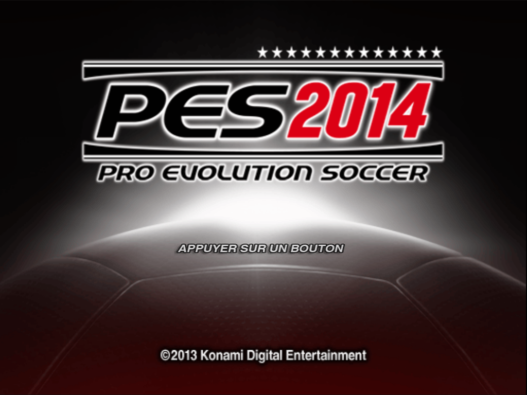 Pro Evolution Soccer 2014 title screen for Playstation 2