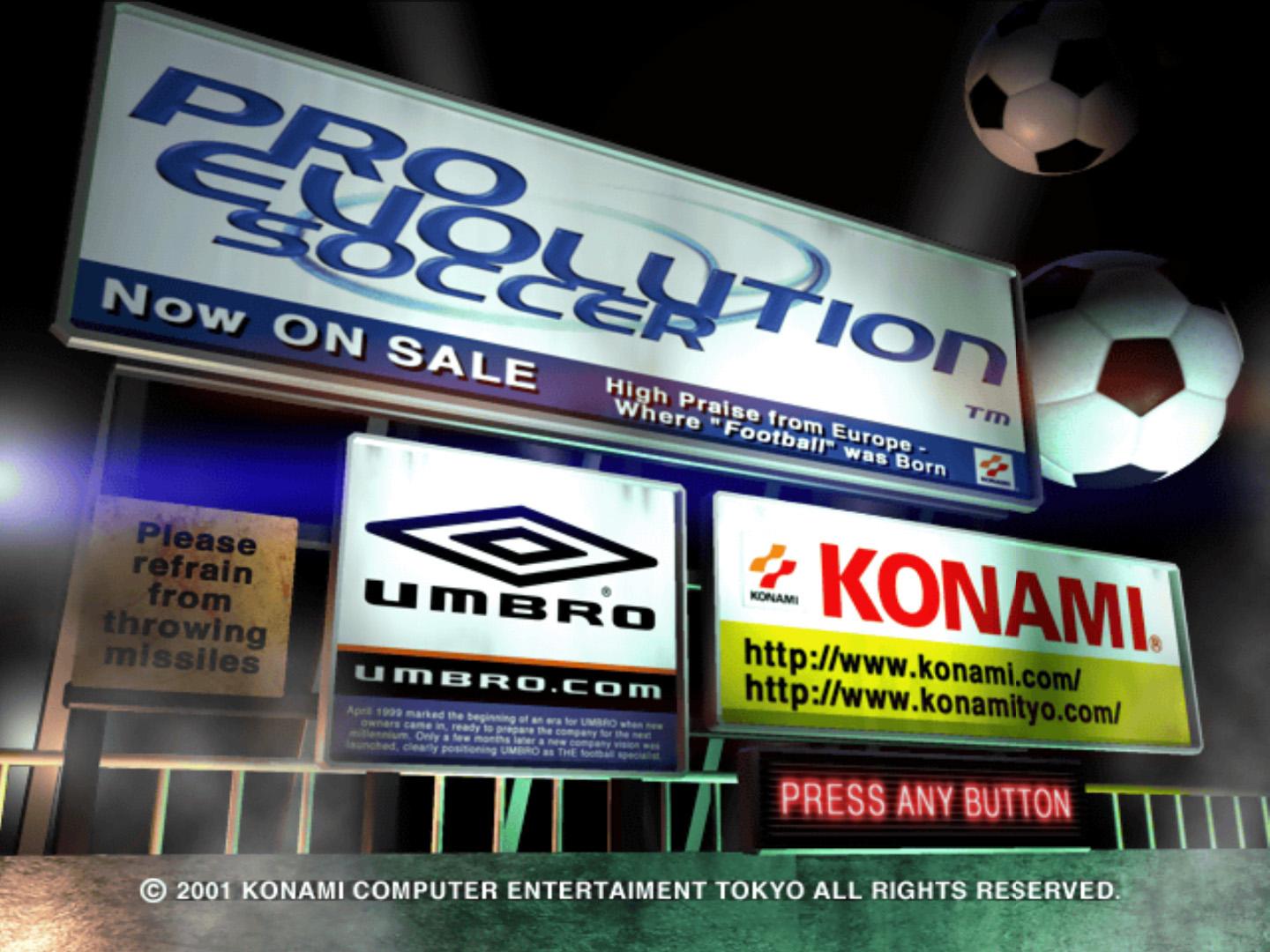 Pro Evolution Soccer [Platinum] title screen for Playstation 2