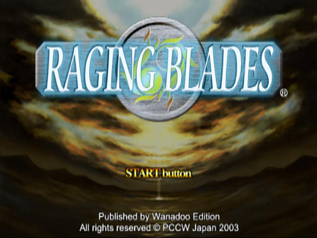 Raging Blades title screen for Playstation 2