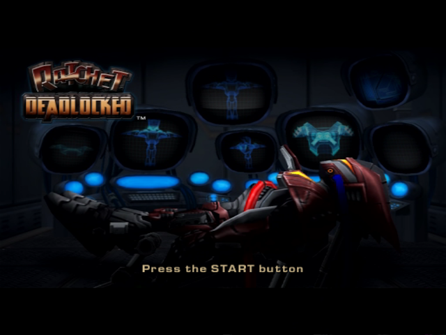 Ratchet: Gladiator title screen for Playstation 2