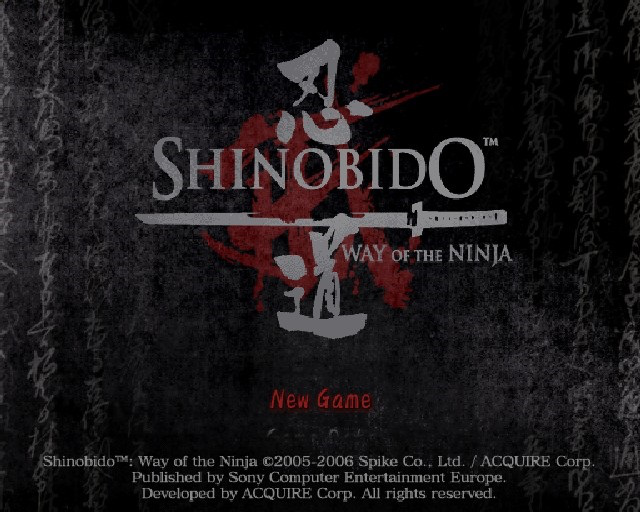 Shinobido: Imashime title screen for Playstation 2