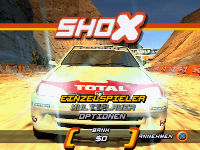 Shox: Rally Reinvented title screen for Playstation 2