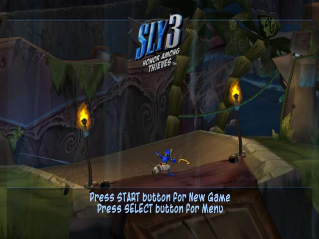 Sly 3 Honor Among Thieves title screen for Playstation 2