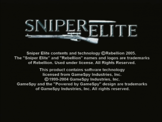 Sniper Elite title screen for Playstation 2