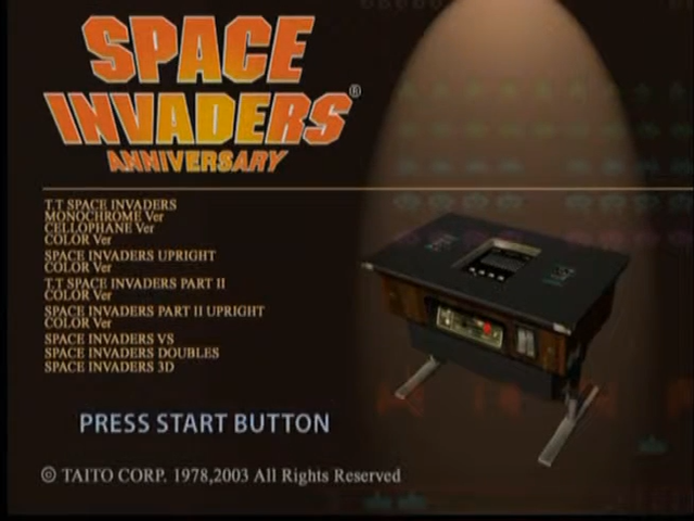 Space Invaders Anniversary title screen for Playstation 2