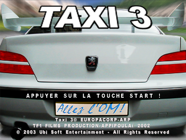 Taxi 3 title screen for Playstation 2