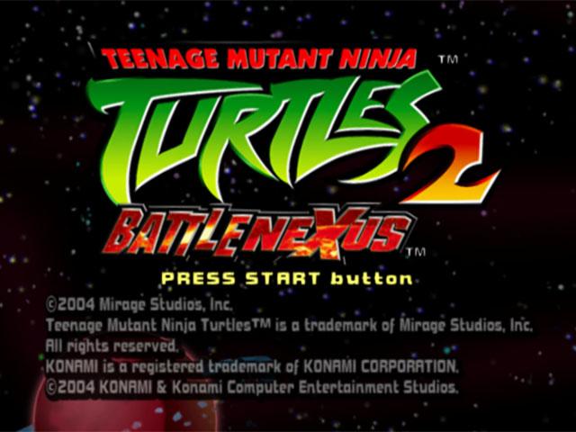 Teenage Mutant Ninja Turtles 2: Battle Nexus title screen for Playstation 2