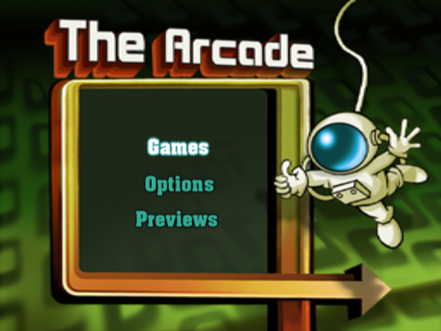 The Arcade title screen for Playstation 2