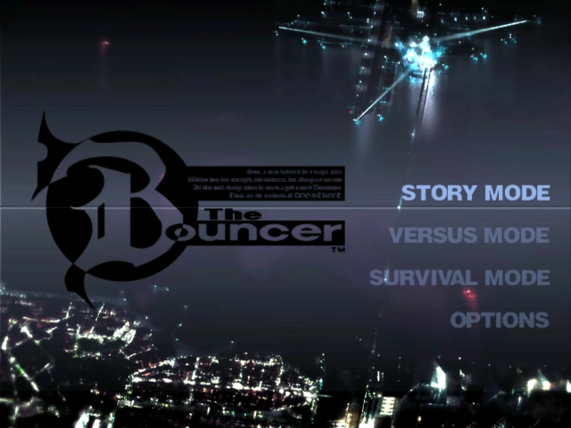 The Bouncer title screen for Playstation 2
