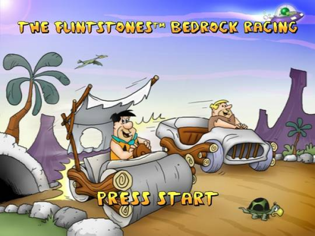 The Flintstones Bedrock Racing title screen for Playstation 2
