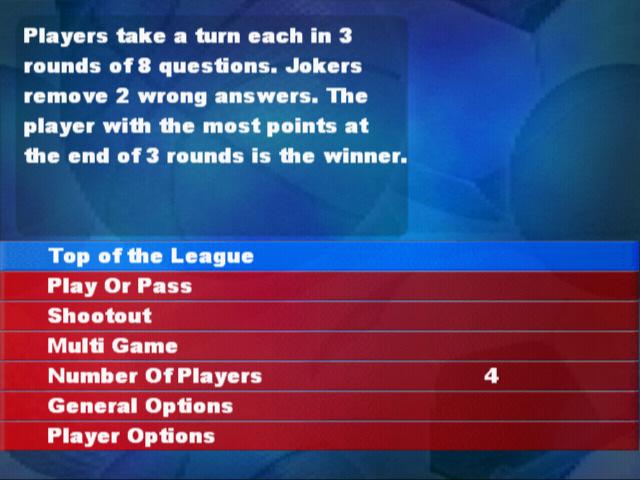The Ultimate Trivia Quiz title screen for Playstation 2