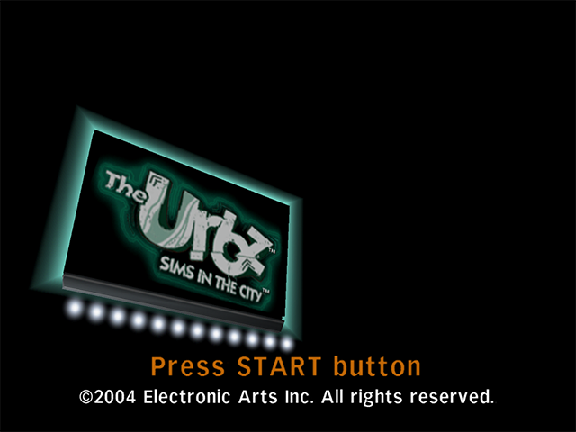 The Urbz Sims in the City title screen for Playstation 2