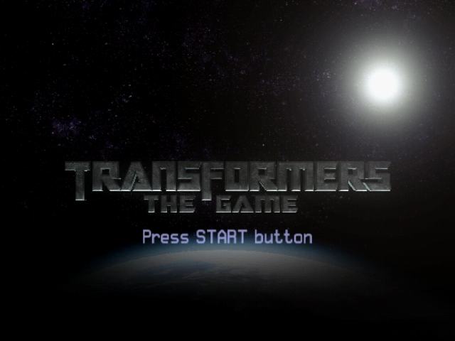 Transformers: The Game title screen for Playstation 2