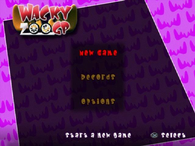 Wacky Zoo GP title screen for Playstation 2