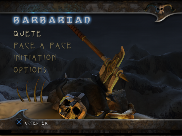 Warrior Blade: Rastan Vs. Barbarian title screen for Playstation 2