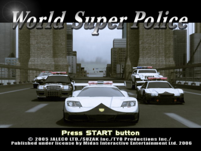 World Super Police title screen for Playstation 2