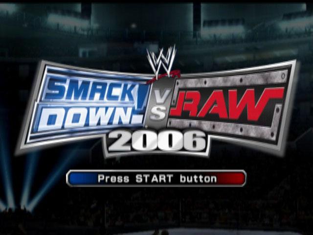 WWE Smackdown vs. Raw 2006 title screen for Playstation 2