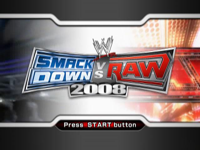 WWE Smackdown vs. Raw 2008 title screen for Playstation 2