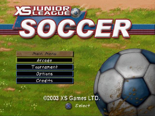 XS Junior League Soccer title screen for Playstation 2