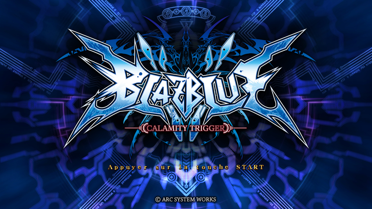 Blazblue title screen for Playstation 3