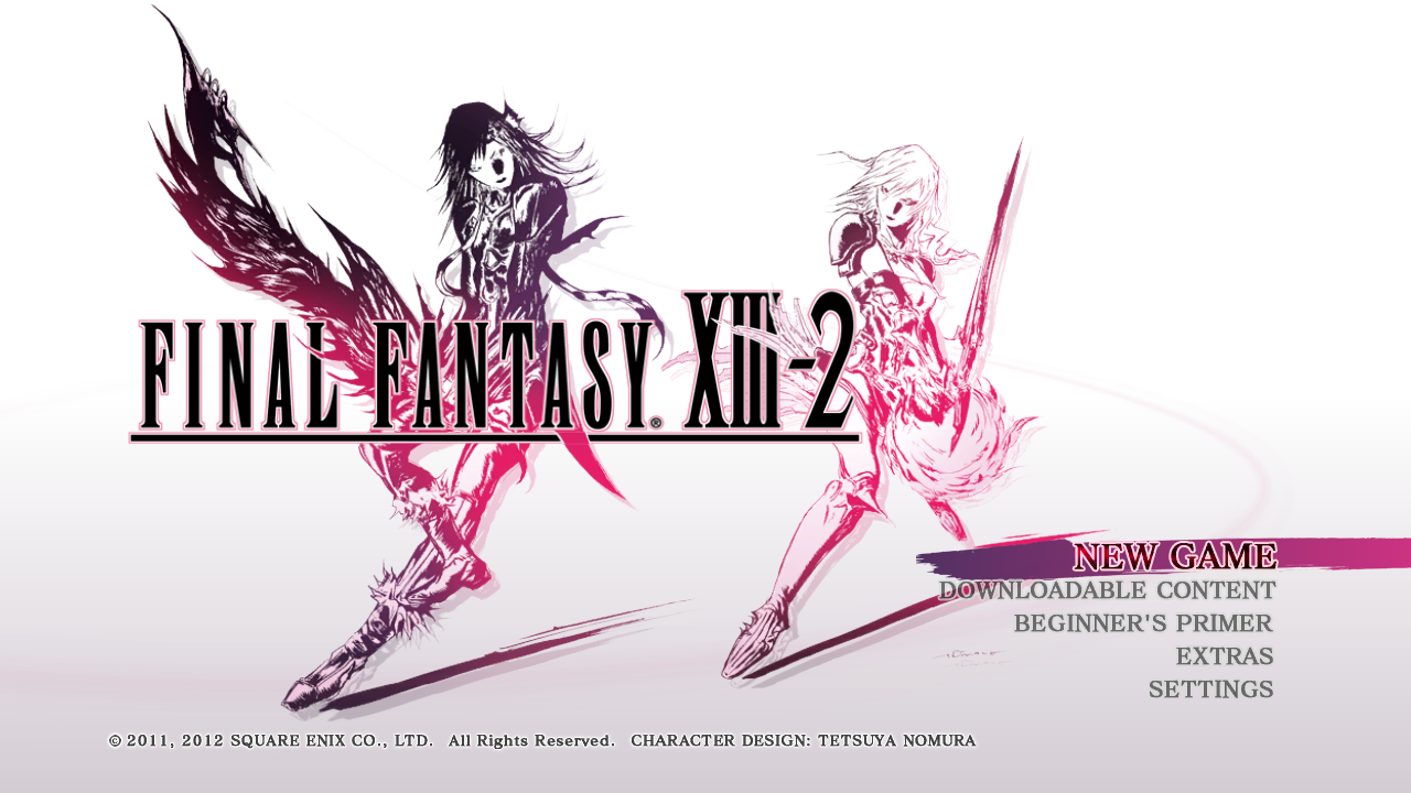 Final Fantasy XIII-2 title screen for Playstation 3
