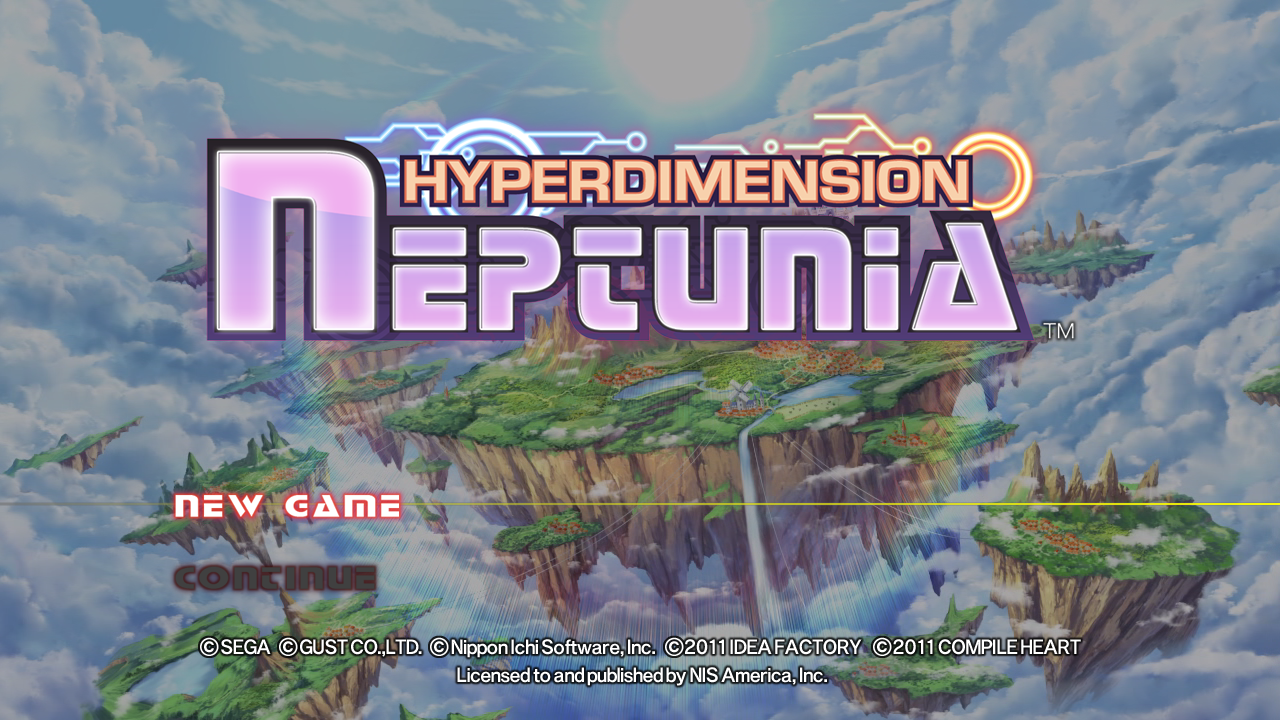 Hyperdimension Neptunia title screen for Playstation 3