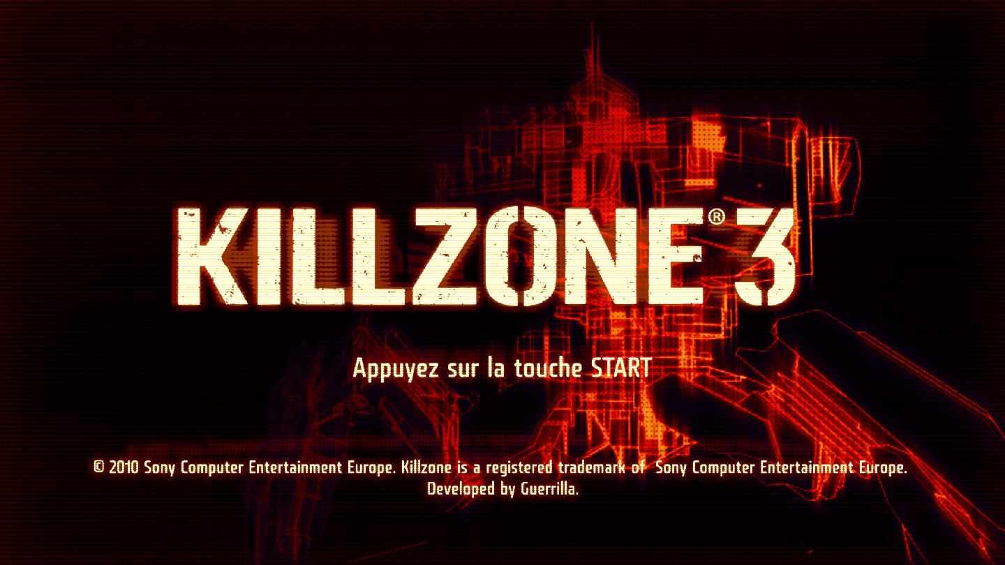 KILLZONE 3 title screen for Playstation 3