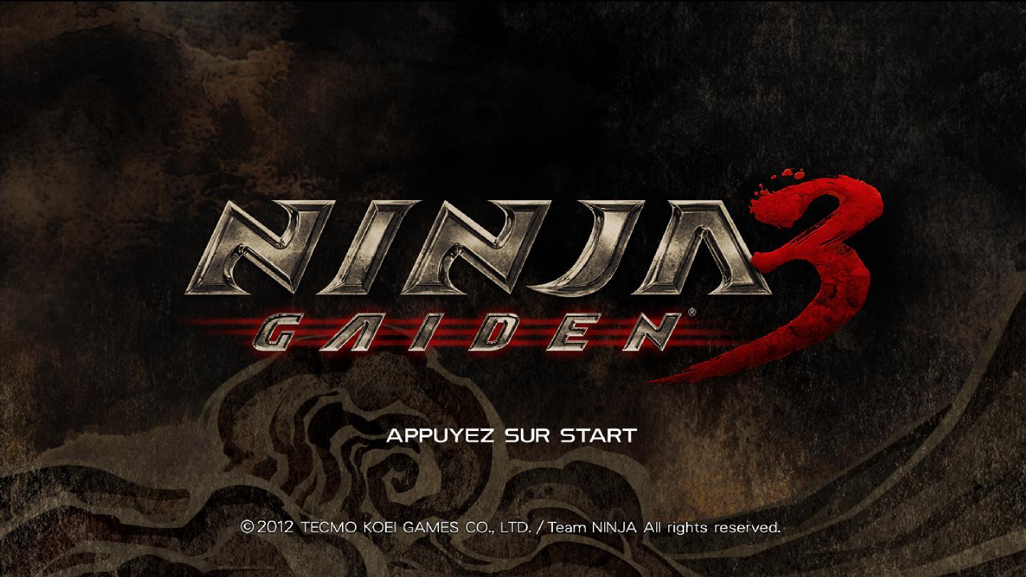 Ninja Gaiden 3 title screen for Playstation 3