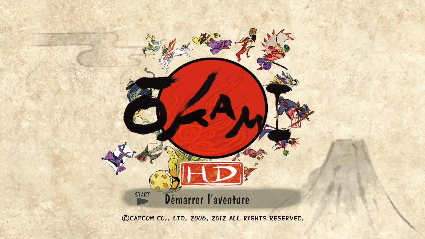 Okami HD title screen for Playstation 3